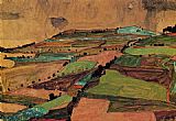 Egon Schiele Field Landscape painting